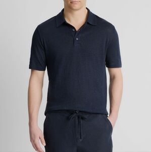 Vince Linen Blue Polo Shirt